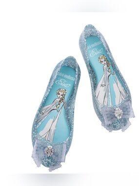 Mini Melissa Elsa Glitter Jelly Flats - Aqua Blue